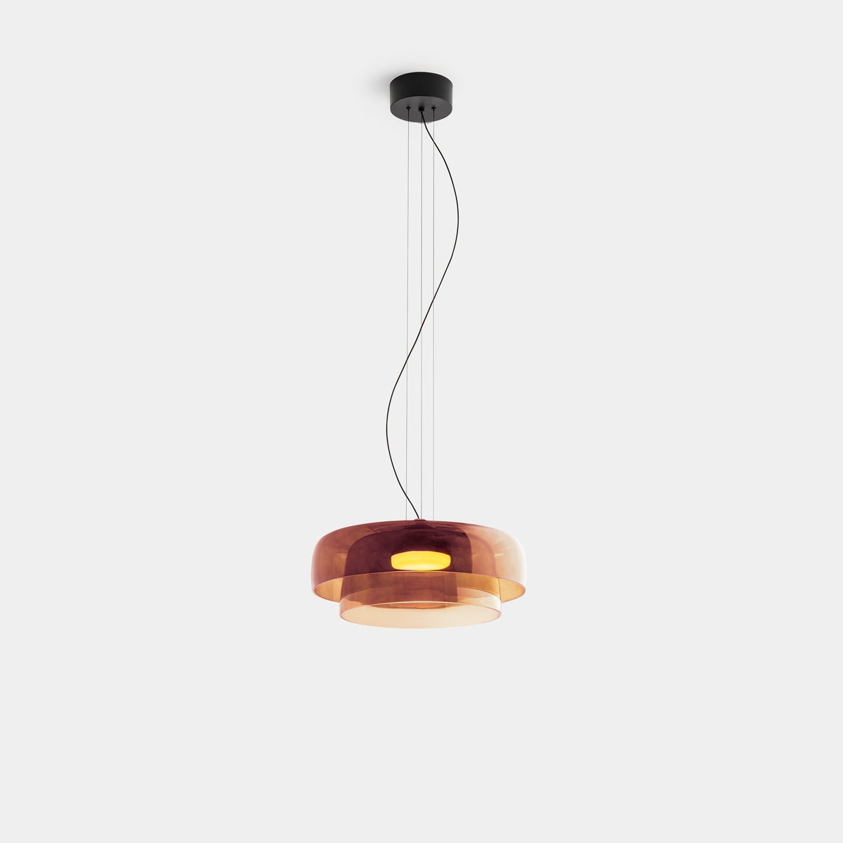 Lámpara colgante de vidrio en capas de 16.5" naranja para isla de cocina y mesa de comedor – Lámpara colgante con cable ajustable, LED incluido, estilo escandinavo moderno | Thomler