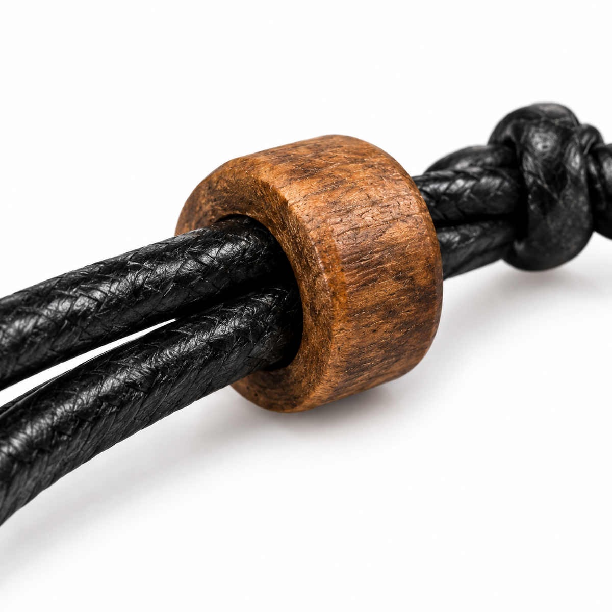 Verstelbare armband – Vegan leer met houten accenten