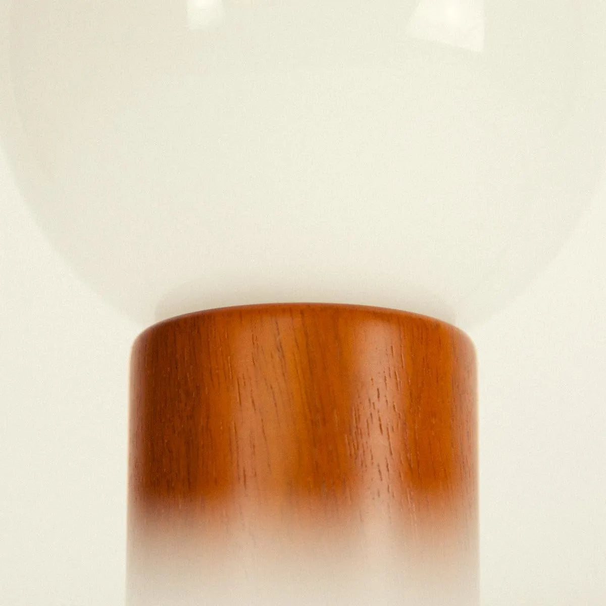 Spherical Glass Shade Nightstand Light 11 in Natural Wood Base Bedside Reading Lamp Retro Accent Illumination for Bedroom Living Room Office | Thomler