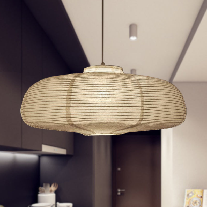 Japanese Paper Lantern Pendant Light White Round Ceiling Fixture for Dining Room Bedroom Kitchen Island Hanging Lamp E26 Base Modern Asian