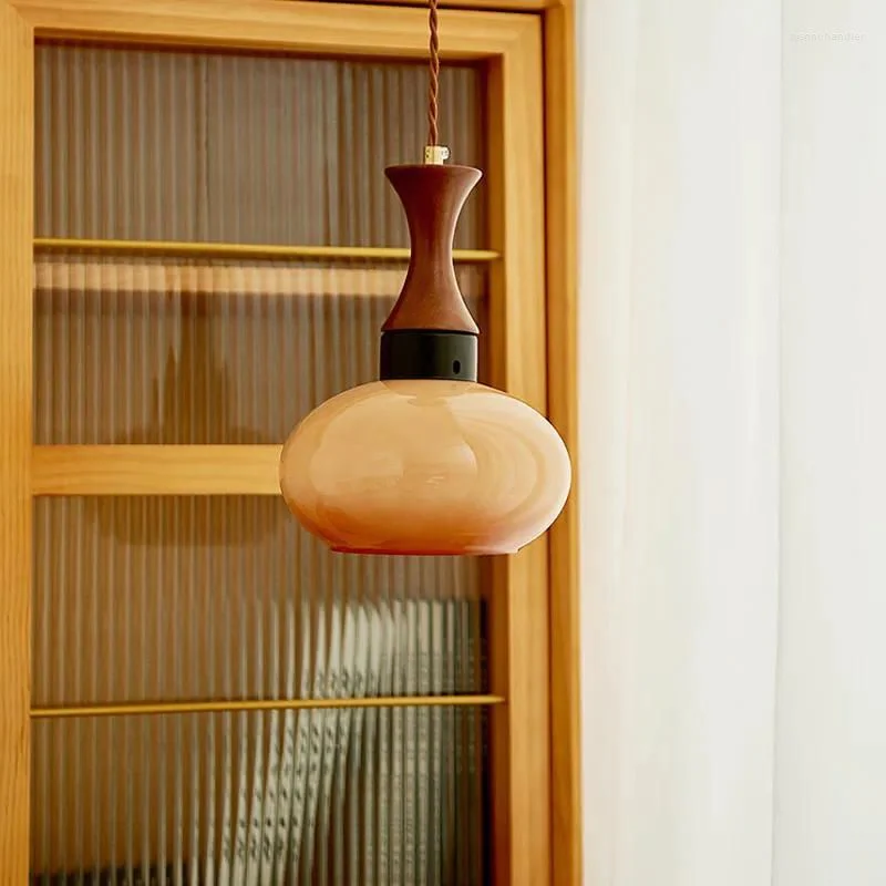Handgefertigte Deckenleuchte aus Holz & Glas, 12-Zoll Hängeleuchte ideal für Küchen, Essbereiche, Schlafzimmer, E26-Fassung, rustikaler Bauernhausstil M | Thomler