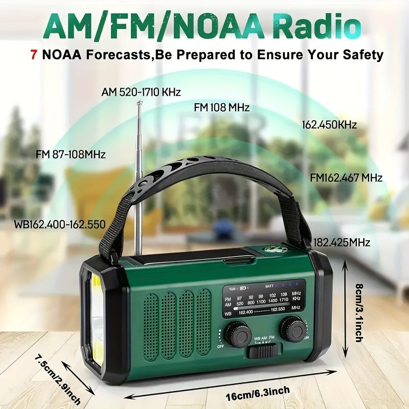 Radio de emergencia solar de manivela con linterna y cargador de teléfono para acampada, senderismo, supervivencia al aire libre y preparación ante cortes de energía