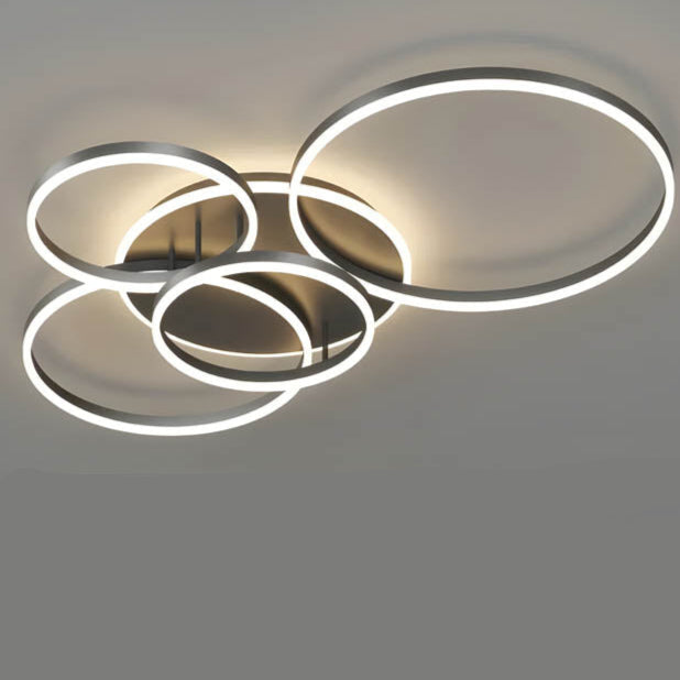 LED Ring Chandelier 45 in Aluminum Fixture Warm White Dimmable for Bedroom Living Room Dining Room Modern Flush Mount Multi-Ring Integrated | Thomler