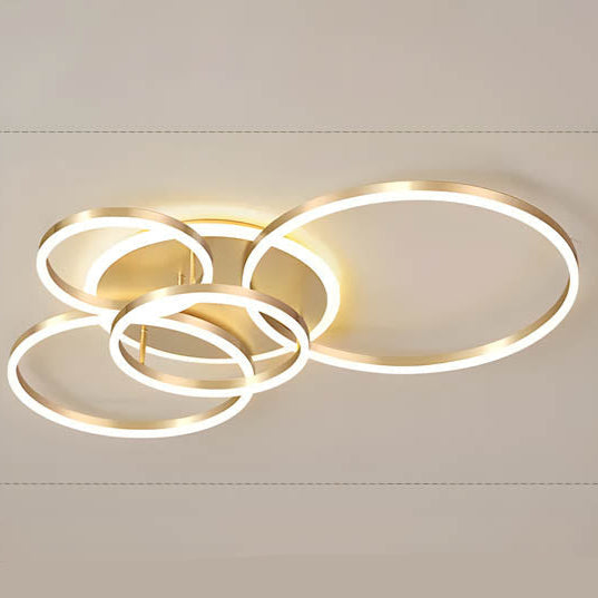 LED Ring Chandelier 45 in Aluminum Fixture Warm White Dimmable for Bedroom Living Room Dining Room Modern Flush Mount Multi-Ring Integrated | Thomler