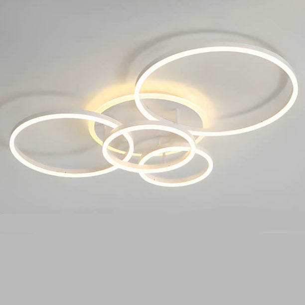 LED Ring Chandelier 45 in Aluminum Fixture Warm White Dimmable for Bedroom Living Room Dining Room Modern Flush Mount Multi-Ring Integrated | Thomler