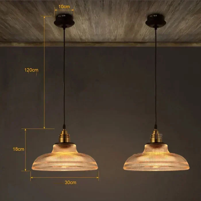 Strukturierte Glas-Hängeleuchte 12-Zoll-Schirm, goldener Schein für Frühstücksecke, Tresen, Deckenleuchte, einflammig, hängender Akzent, moderner Landhausstil | Thomler