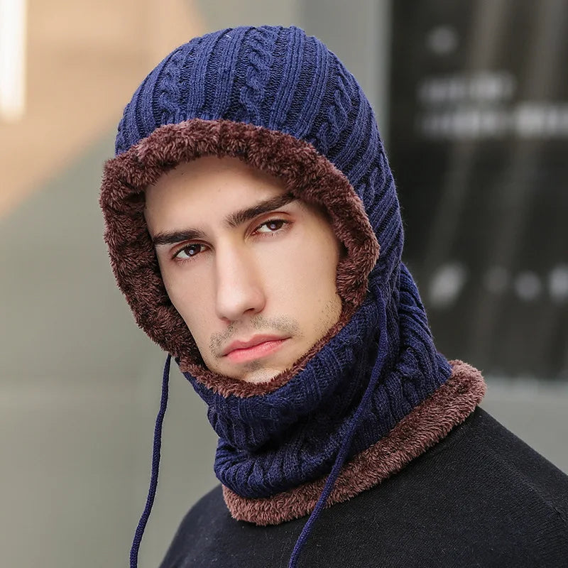 Fleece-Lined Hooded Scarf Combo for Cold Weather – Unisex Neck & Face Covering