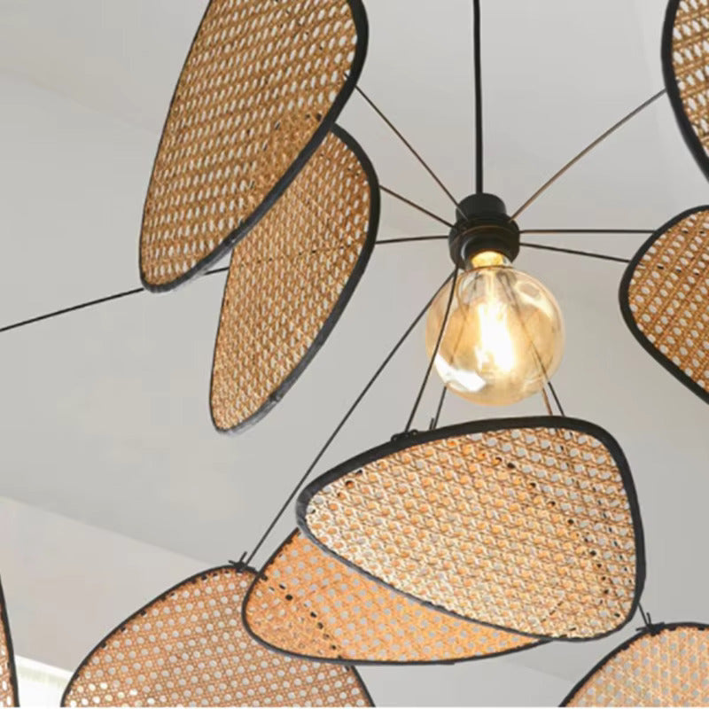 Gewebte Rattan-Hängelampe 120 cm ovale Naturfaser-Deckenleuchte E27-Fassung verstellbares Kabel Esszimmer Schlafzimmer Boho Skandinavisch Japandi | Thomler