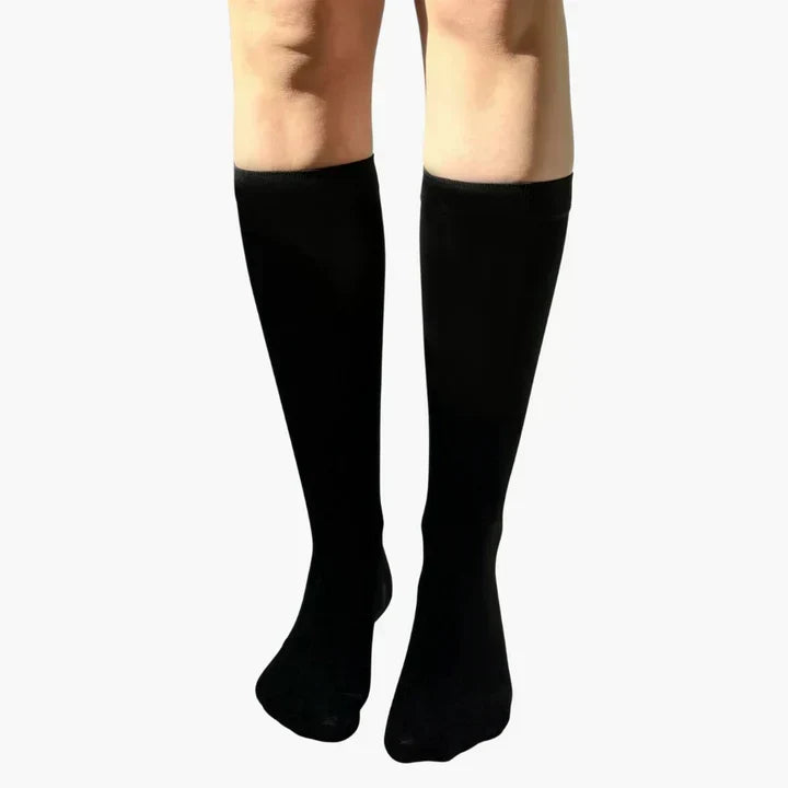 Compressiekousen met elastische band voor verlichting bij zwellingen en ondersteuning van de bloedsomloop – Naadloos kniehoog model voor dames en heren, diverse maten