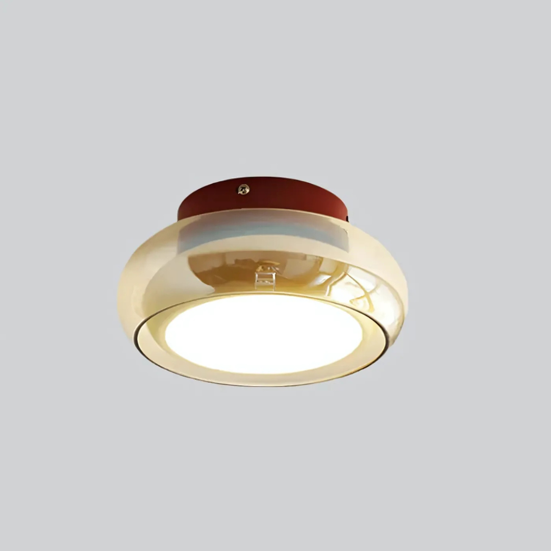 Bündig montierte 24W LED-Deckenleuchte, bernsteinfarbenes Glas für kleine Räume & Flure, warmes Licht, Vintage-inspirierte Deckenlampe für Schlafzimmer & Eingangsbereich | Thomler