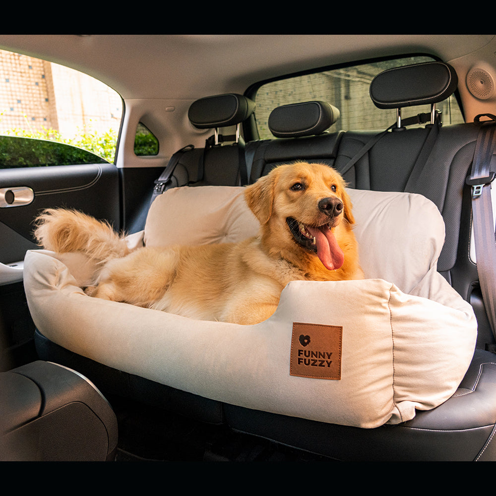 Funda de asiento de coche para perros – Hamaca de viaje acolchada para perros medianos y grandes con correas de seguridad y bolsillos de almacenamiento