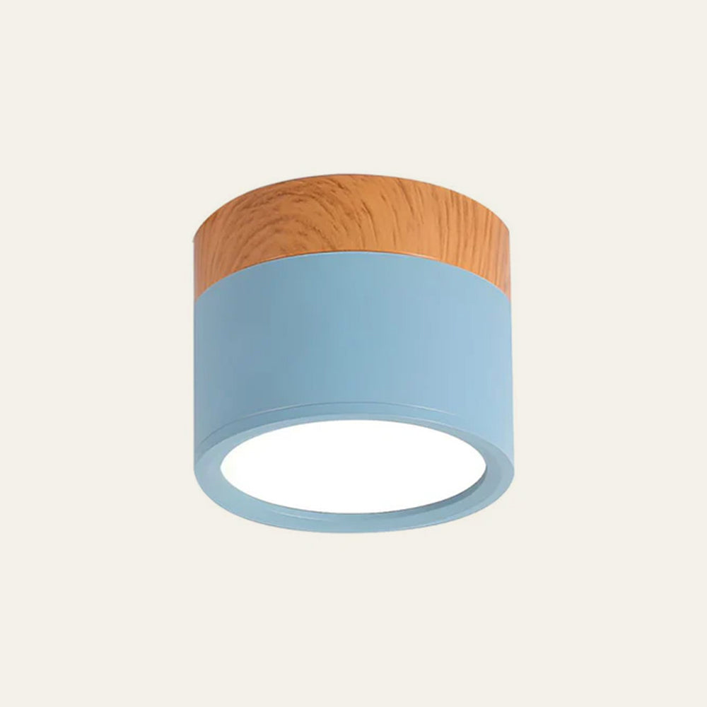 Compact LED Flush Mount Ceiling Light Fixture Wood & Metal Accent for Entryway Hallway Bedroom Kitchen 5W 7W Surface Mount Minimalist Modern | Thomler