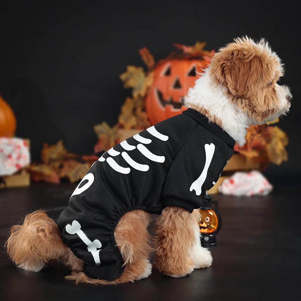 Skelett-Jumpsuit Hunde-Halloweenkostüm