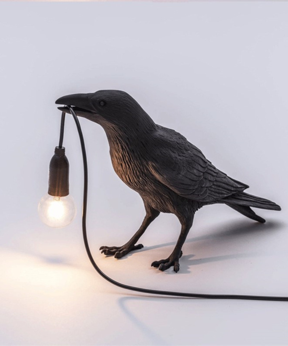 Raven Tafellamp met Lamp in de Snavel – Sculpturale Vogel Sfeerverlichting voor Woonkamer, Slaapkamer & Kantoordecoratie | Thomler