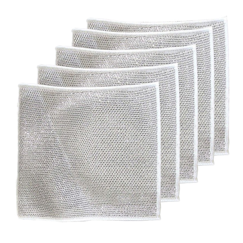 Estropajos de acero inoxidable para sartenes de hierro fundido, planchas, hornos y utensilios de cocina, malla de alambre reutilizable antiarañazos de 8 × 8 pulgadas para el hogar y restaurantes | Thomler