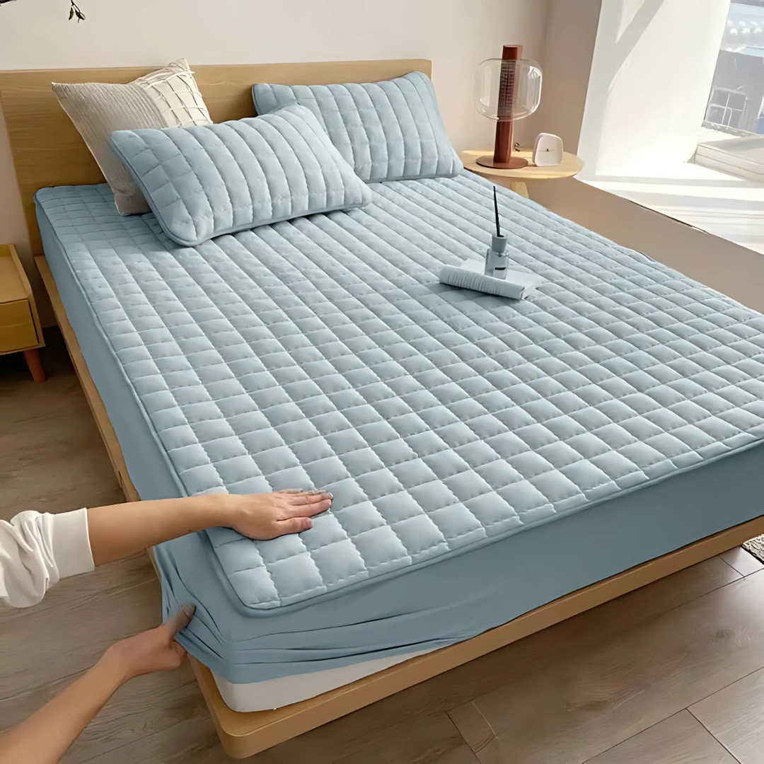 Quilted Waterproof Mattress Protector with Breathable Layer for Deep-Pocket Beds