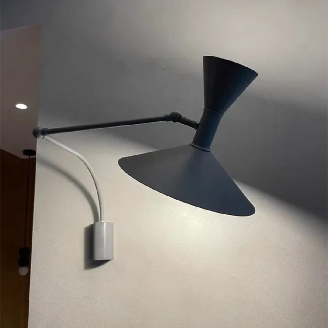 Aplique de pared con brazo oscilante ajustable de metal para lectura en dormitorio, luz de trabajo para oficina, acento en sala de estar | Casquillo LED E14 | Thomler