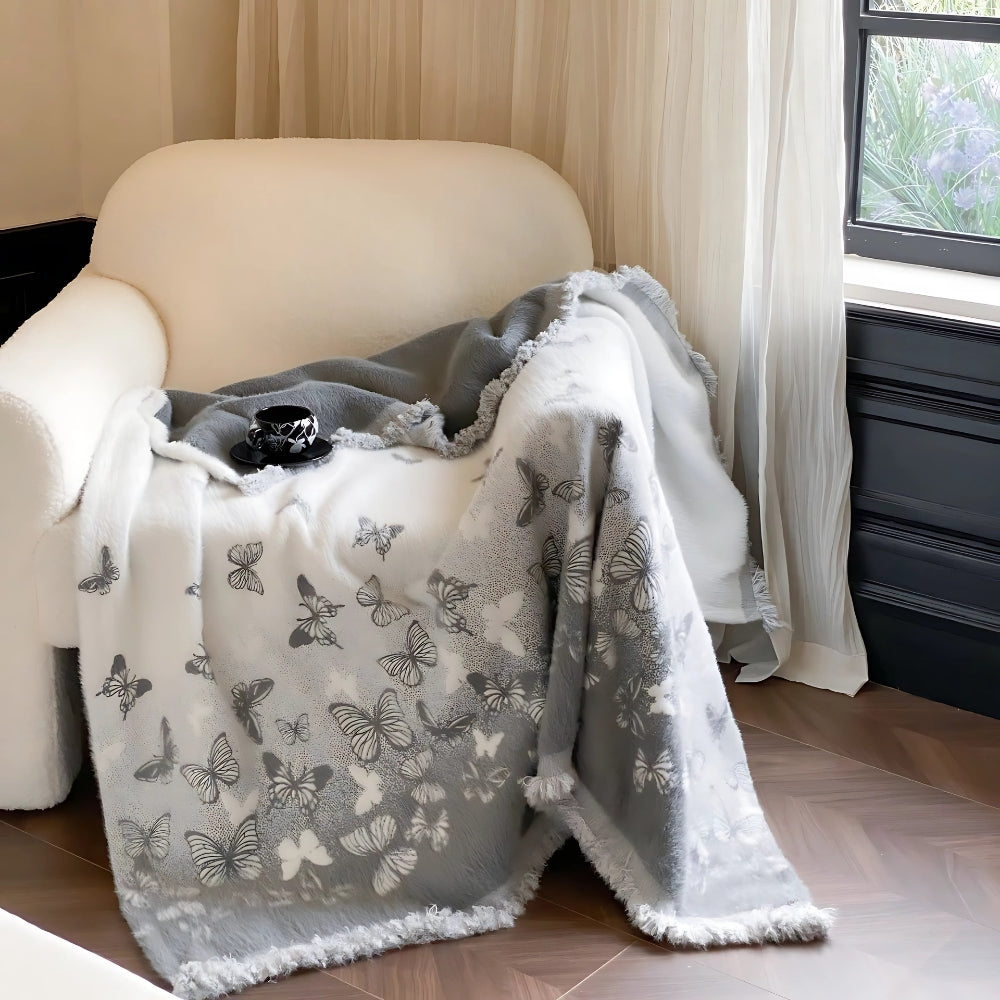 Jacquard Throw Blanket with Asian-Inspired Pattern – Soft Polyester Nylon Blend for Couch, Bed & Sofa