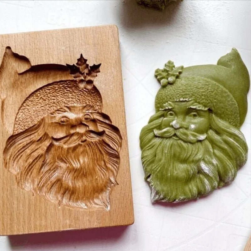 Cortador de galletas de madera con siete diseños estacionales y molde de presión y elevación