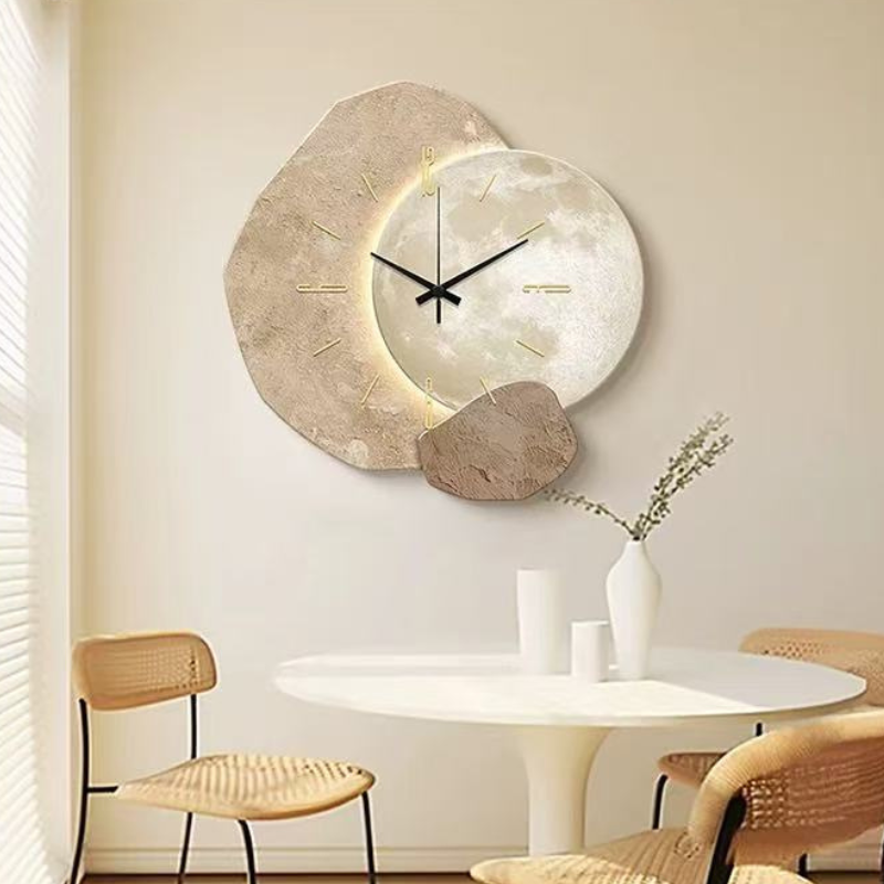 Quiet Movement 16-Inch Round Timepiece Beige Minimalist Design for Bedroom Living Room Home Office Decor Modern Japandi Style | Thomler