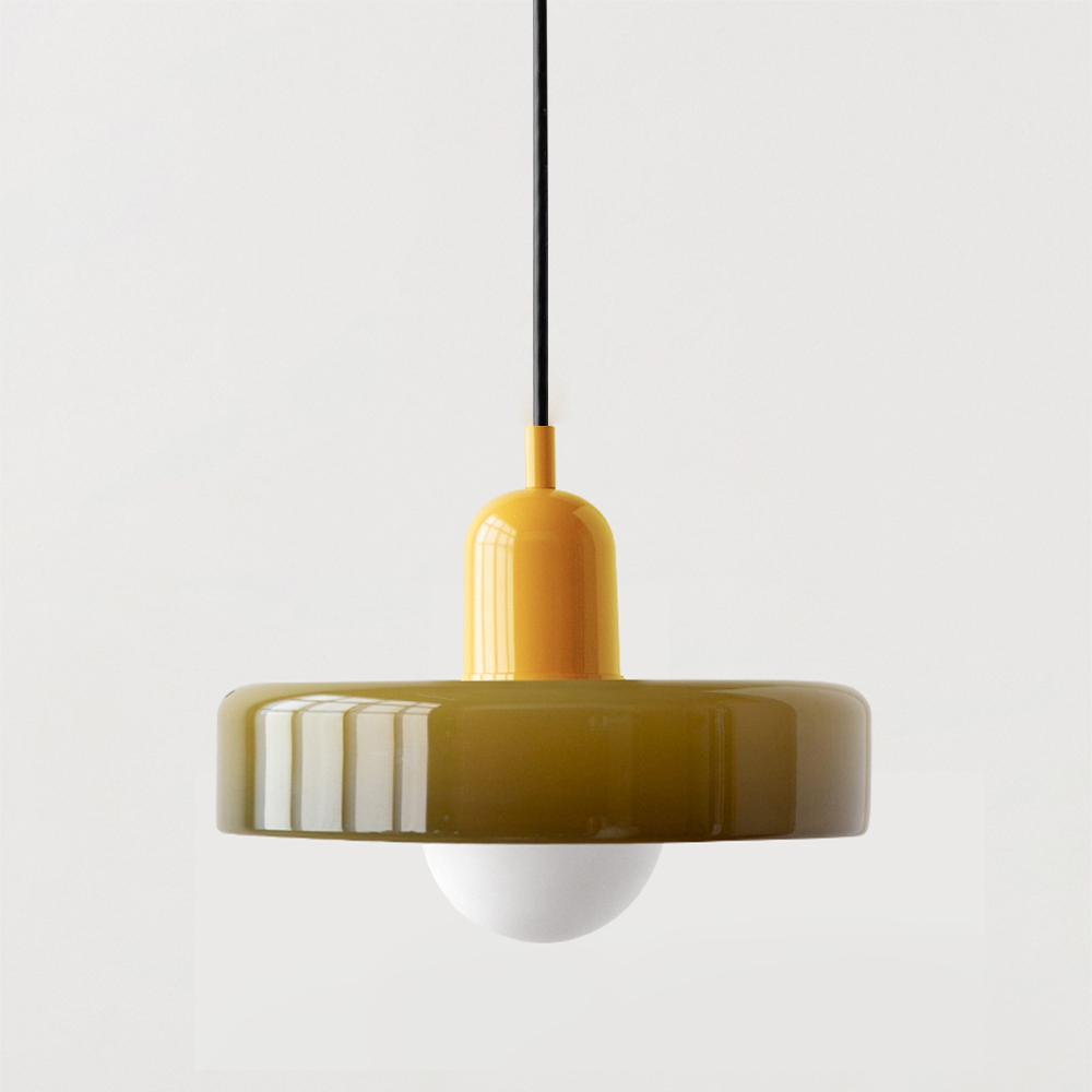 Colored Glass Pendant Light with Adjustable Cord for Dining Room & Living Room – Mid-Century Modern Geometric Hanging Fixture | Thomler