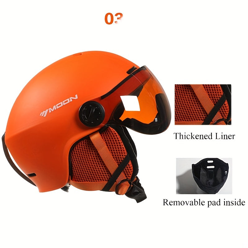 Wintersporthelm mit abnehmbarem Visier für Skifahren, Snowboarden und Bergsport, verstellbarer Kopfschutz, atmungsaktiv, gepolstert, leicht | Thomler
