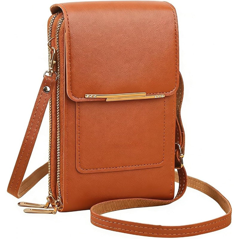 Touchscreen Crossbody Phone Wallet with RFID Blocking for Cards & Cash – Waterproof PU Leather Mini Purse Holds 6.7 in Smartphones | Thomler