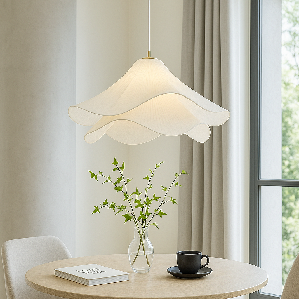 Florale stoffen hanglamp voor de eetkamer – Verstelbaar plafondarmatuur met zacht gelaagd ontwerp, 16-24 inch formaten, E26-fitting, Modern interieur L | Thomler