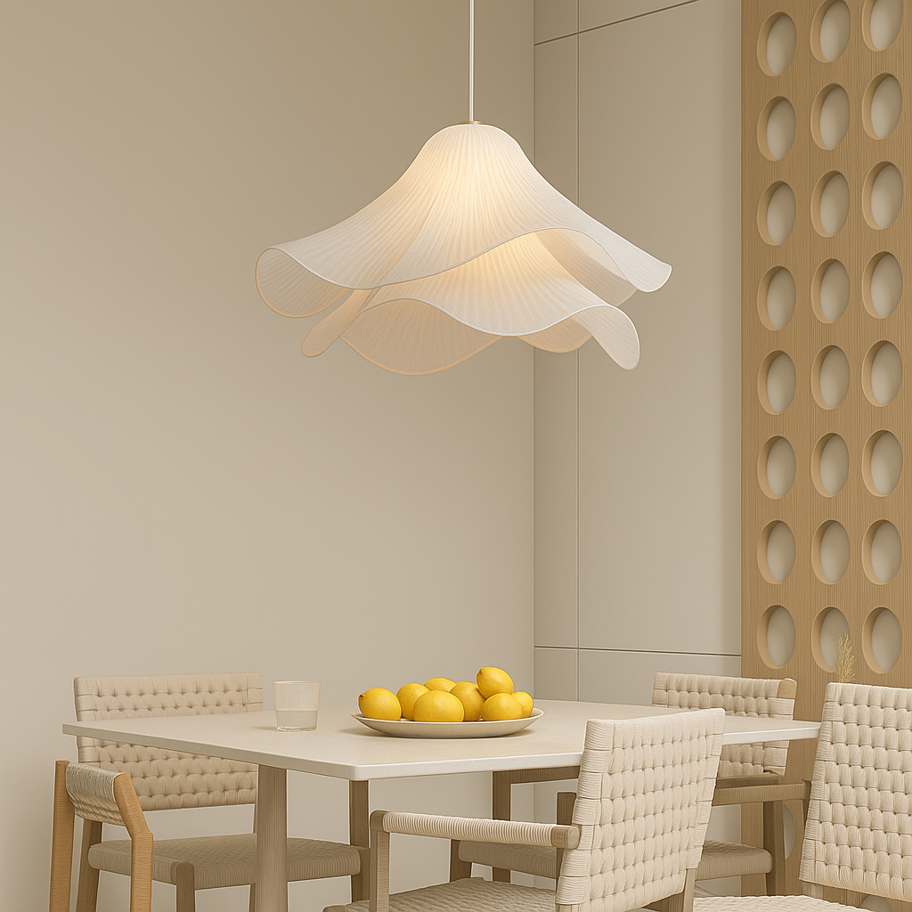 Florale stoffen hanglamp voor de eetkamer – Verstelbaar plafondarmatuur met zacht gelaagd ontwerp, 16-24 inch formaten, E26-fitting, Modern interieur L | Thomler
