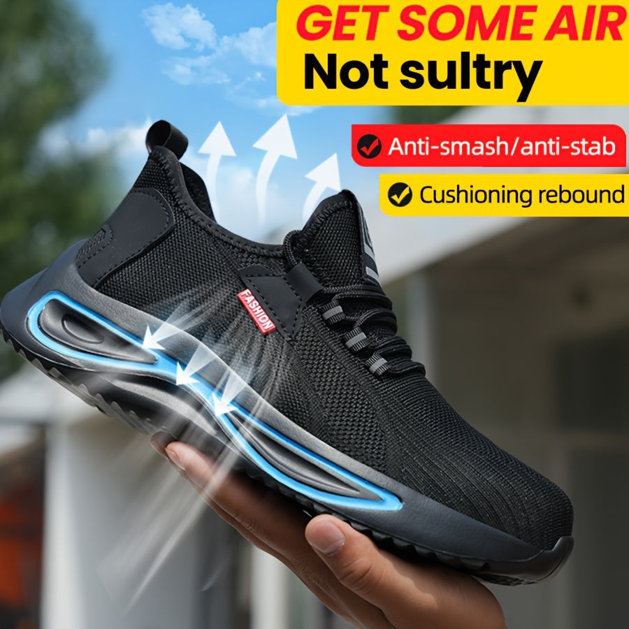 Stalen neus werksneakers voor heren – Lichtgewicht ademende veiligheidsschoenen met anti-perforatiezool voor op de bouwplaats & buitengebruik | Thomler