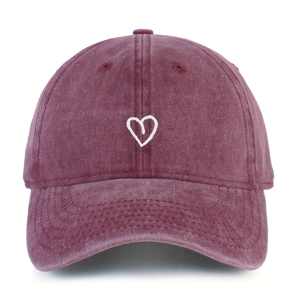 Adjustable Cotton Baseball Cap with Embroidered Heart Detail for Women – Breathable Summer Hat | Thomler