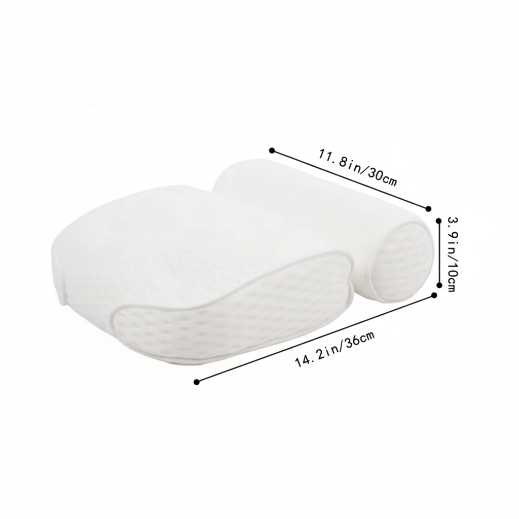 Tub Headrest Cushion with Contoured Neck Support – Breathable Air Mesh Design for Relaxing Soaks in Standard Bathtubs – White | Thomler