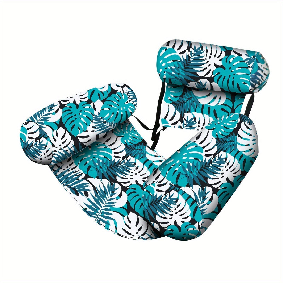 Aufblasbare Schwimm-Hängematte für Erwachsene – Pool-Liege mit Netz und tropischem Blatt-Print für Seen, Strände & Gartenpools