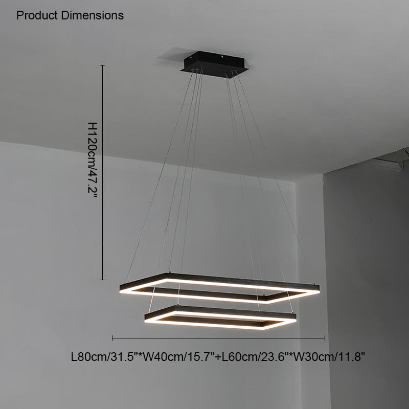 Multi-Tier Linear Suspension Fixture with Integrated LED, Adjustable Cable, Matte Black Metal Frame for Dining & Living Spaces | Thomler