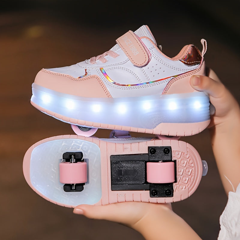 LED-Rollschuh-Sneaker für Kinder mit abnehmbaren Rollen – USB-aufladbare Inlineskates für Jungen & Mädchen