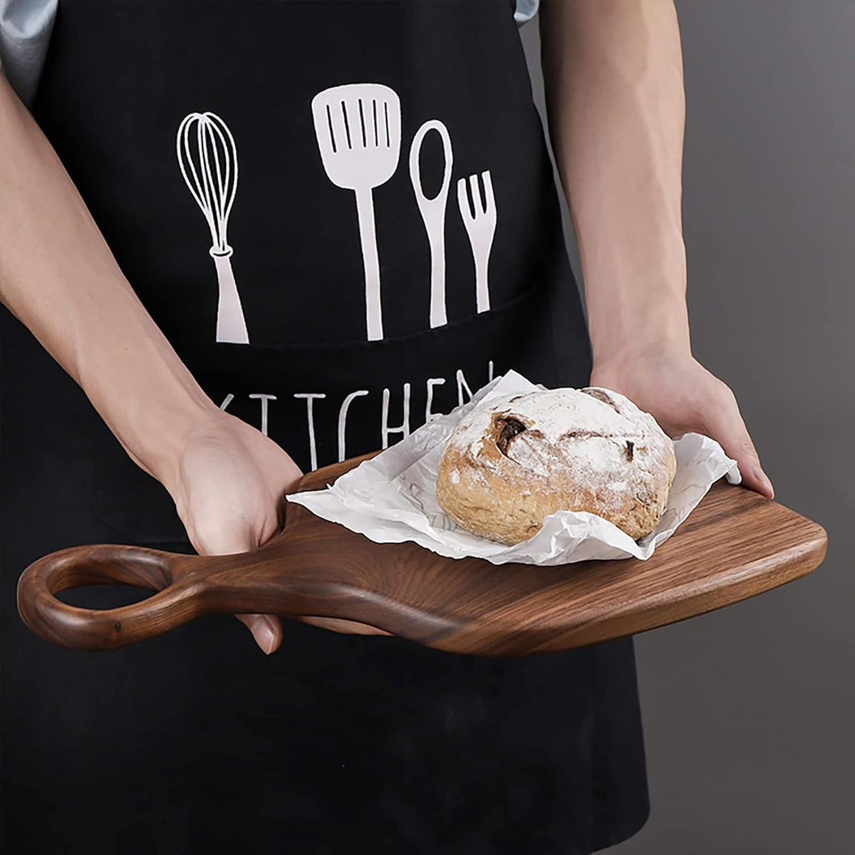 Solid Walnut Cutting Board 2-Piece Set with Loop Handle for Hanging Kitchen Prep and Serving Boards Natural Wood Grain Charcuterie Platter C | Thomler