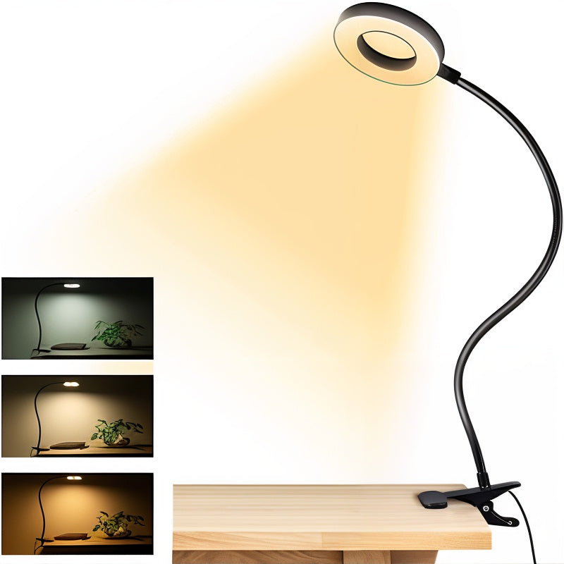 48-LED-Leseleuchte mit Clip, flexiblem Schwanenhals und 3 Farbmodi – Dimmbare USB-Schreibtischlampe für Bücher, Nachttisch und Homeoffice