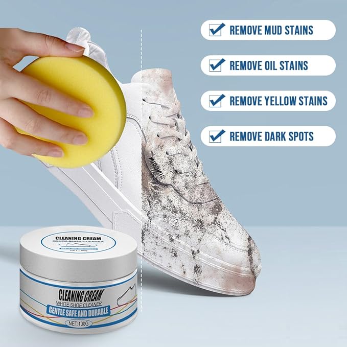 Leder- & Sneaker-Pflegepaste — Tiefenreinigungsformel für alle Schuharten, entfernt Kratzer, Schlamm & Vergilbungen — Sicher für verschiedene Oberflächen