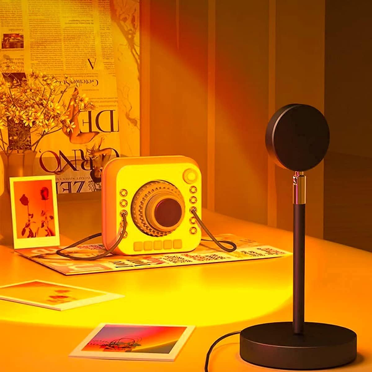 Zonsondergang-projectielamp met 360° draaibare kop – 13 sfeerverlichtingsmodi voor slaapkamer, woonkamer & creatieve ruimtes