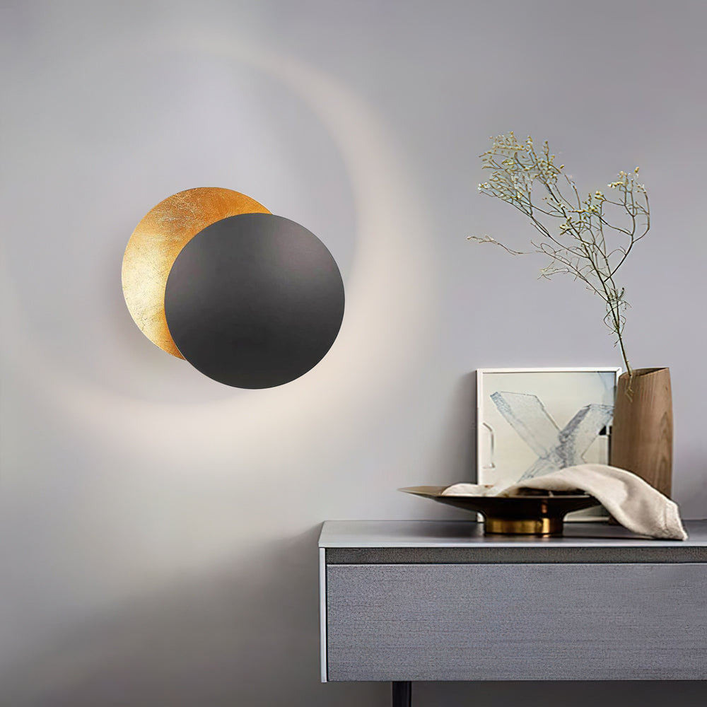 Rotating LED Wall Sconce Light Fixture – 9 in Aluminum Disc Lamp for Bedrooms, Hallways & Accent Lighting | Gold White Copper Black | Thomler