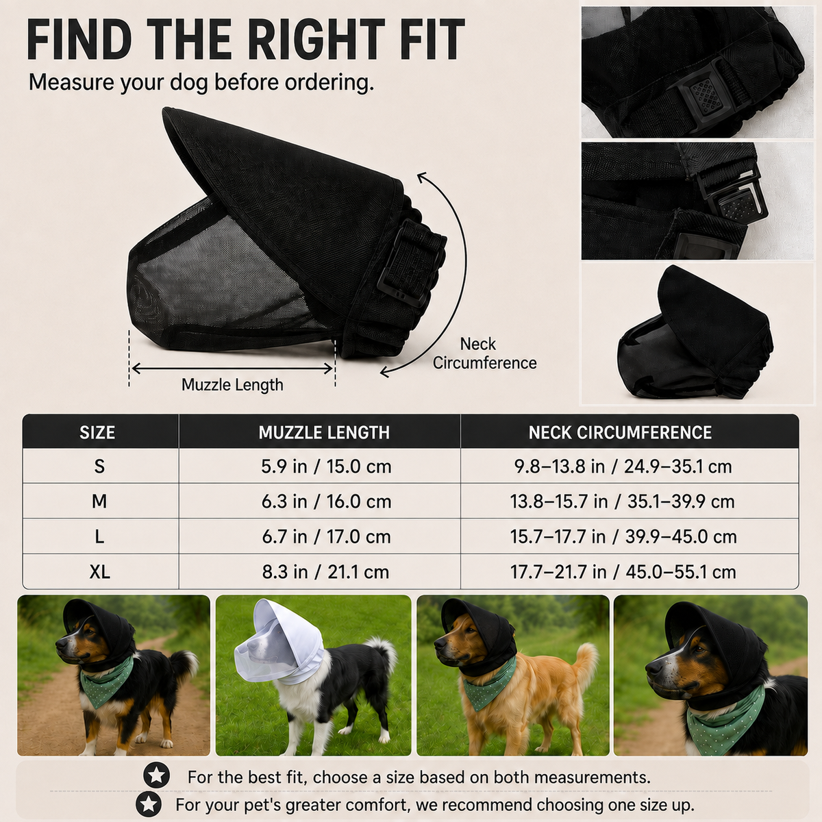 Breathable Anti-Scavenging Dog Muzzle for Walks – Mesh Hood Helps Block Food Scraps & Trash