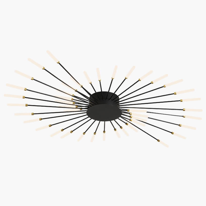 Multi-Arm Starburst Ceiling Fixture Metal LED Dimmable Gold Black 20-42 Bulb Open-Plan Dining Room Contemporary Statement Light Large Space | Thomler