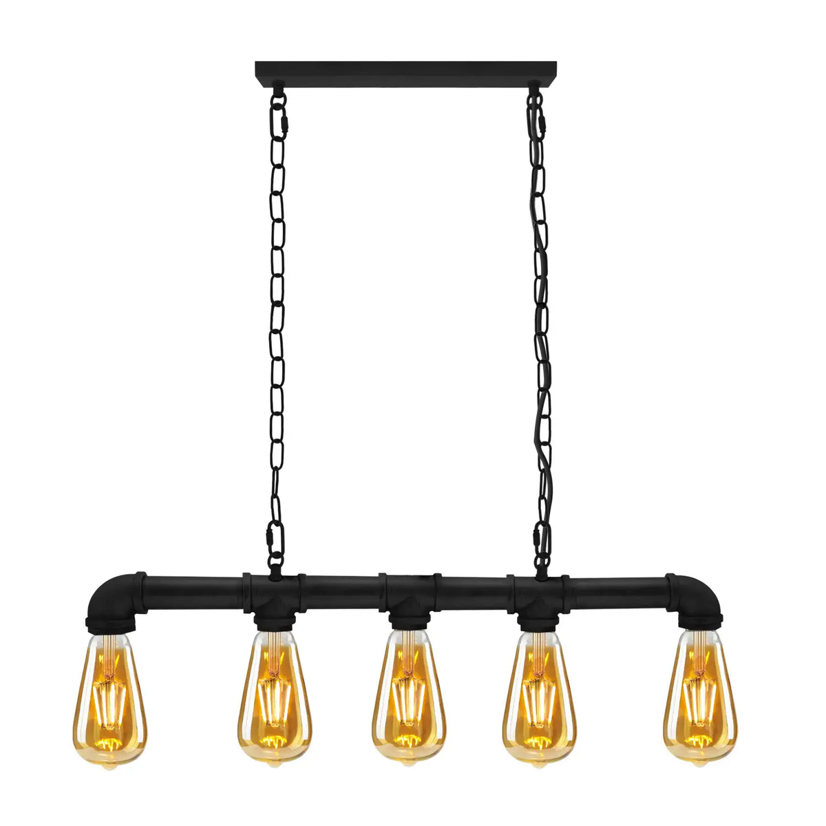 IJzeren Pijp Plafondlamp 110 cm Hoog Steampunk Hanglamp E27 Fitting Retro Industriële Stijl Eetkamer Keuken Bar Restaurant Café Loft | Thomler