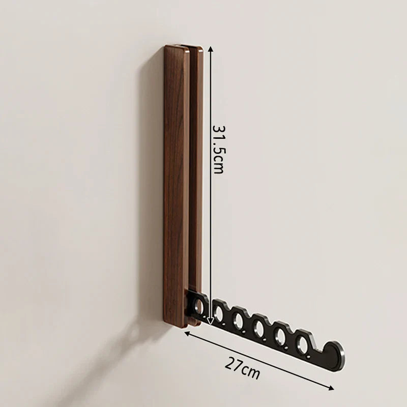 Wall-Mounted Folding Clothes Rack in Wood for Bedrooms, Entryways & Small Spaces | Space-Saving Garment Hanger with Easy Install | Thomler