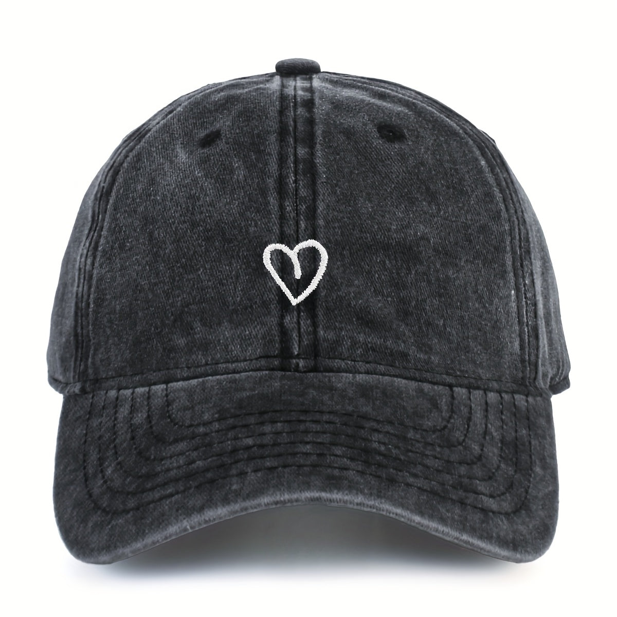 Adjustable Cotton Baseball Cap with Embroidered Heart Detail for Women – Breathable Summer Hat | Thomler