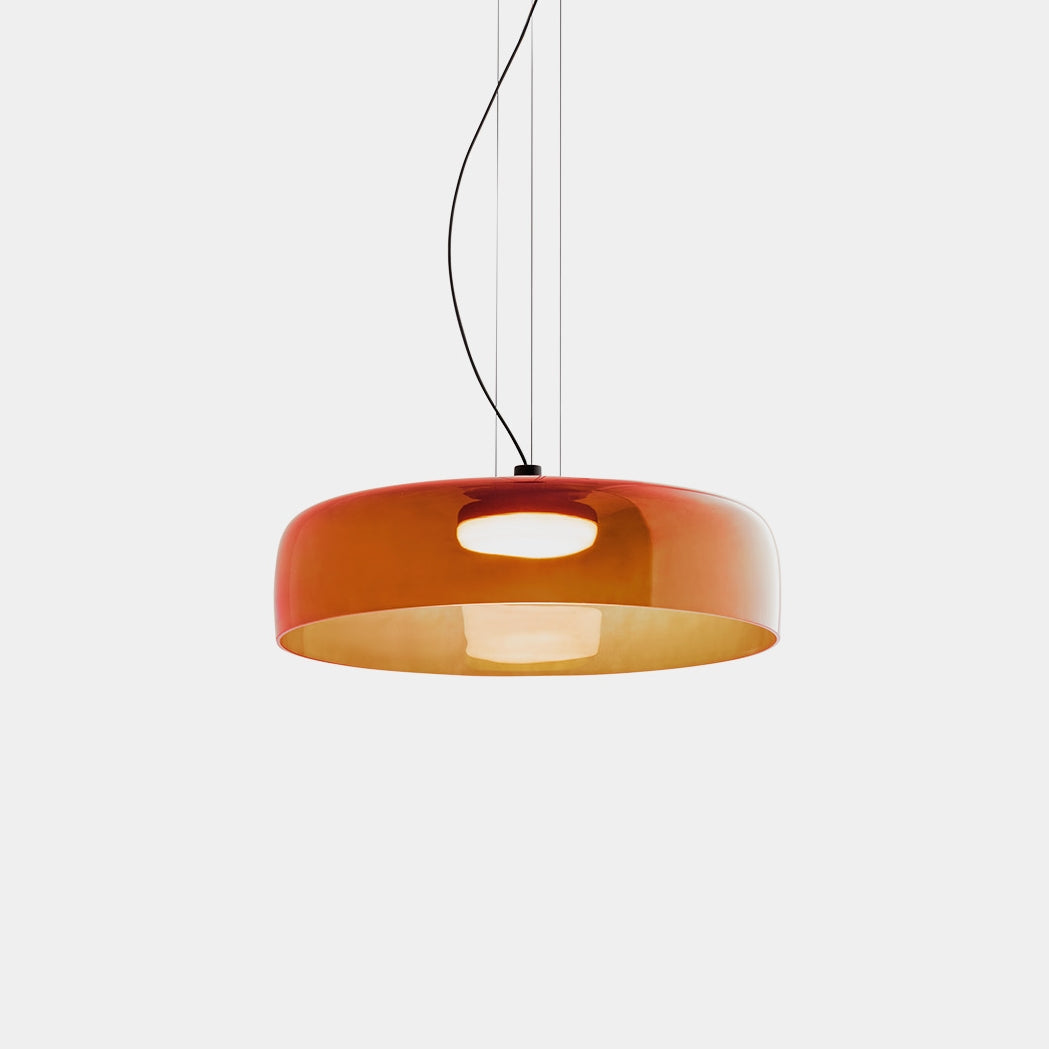 Lámpara colgante de vidrio en capas de 16.5" naranja para isla de cocina y mesa de comedor – Lámpara colgante con cable ajustable, LED incluido, estilo escandinavo moderno | Thomler