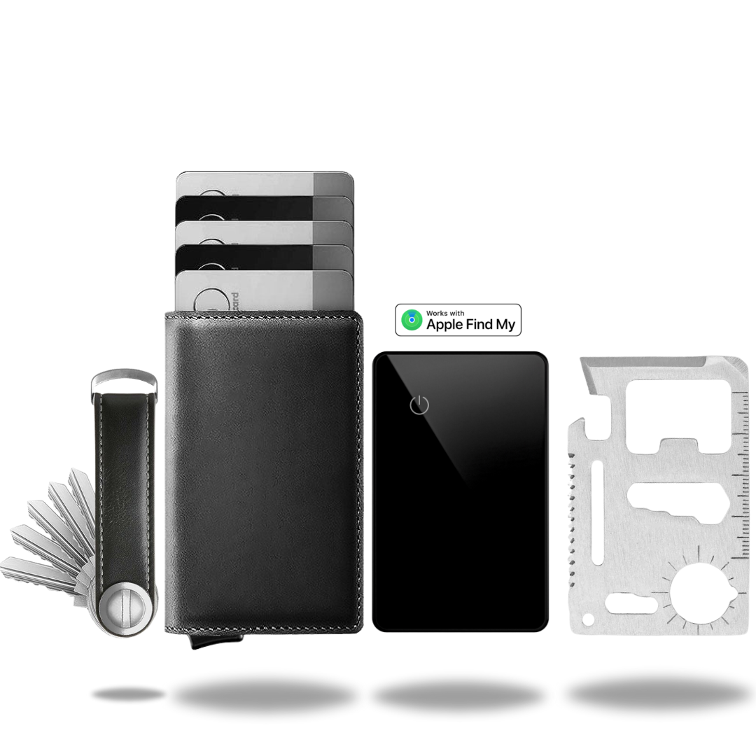 RFID-Blocking Leather Billfold with Pop-Up Card Holder 3.7 × 2.6 × 0.4 Inches Slim Aluminum Mechanism Travel Wallet Compact Front Pocket Org | Thomler