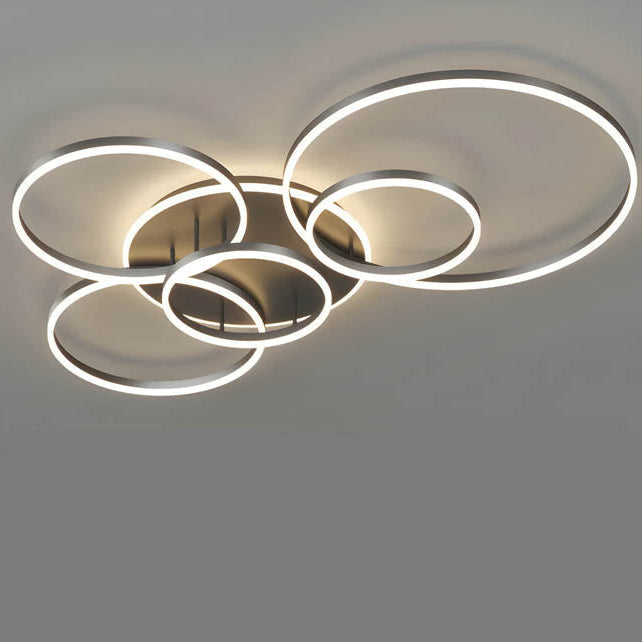 LED Ring Chandelier 45 in Aluminum Fixture Warm White Dimmable for Bedroom Living Room Dining Room Modern Flush Mount Multi-Ring Integrated | Thomler