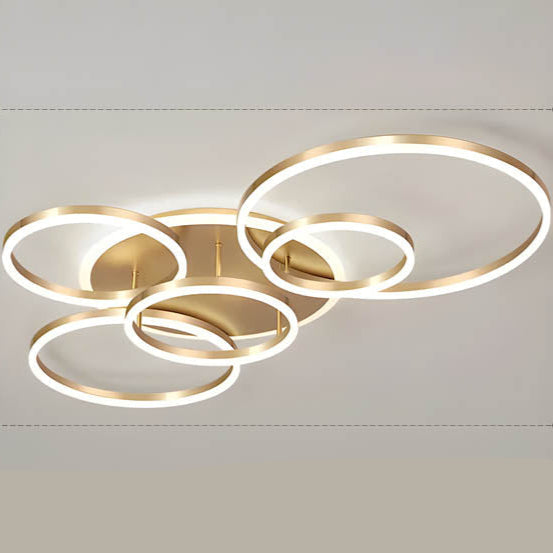 LED Ring Chandelier 45 in Aluminum Fixture Warm White Dimmable for Bedroom Living Room Dining Room Modern Flush Mount Multi-Ring Integrated | Thomler