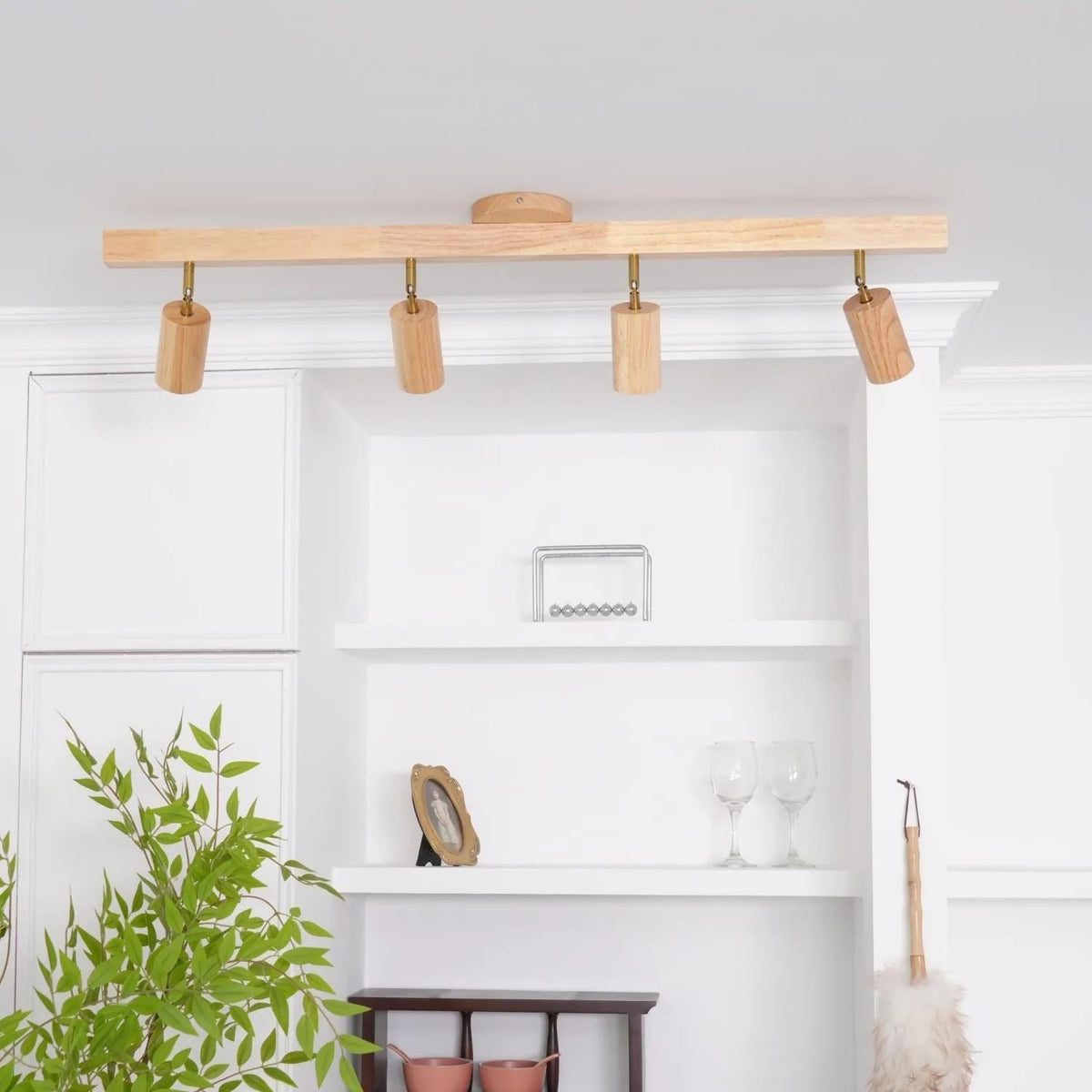 Deckenstrahler-Schiene Holzoptik verstellbare Spots für Küche Wohnzimmer Flur Bar Schienen-Deckenmontage ausrichtbare Akzentbeleuchtung | Thomler